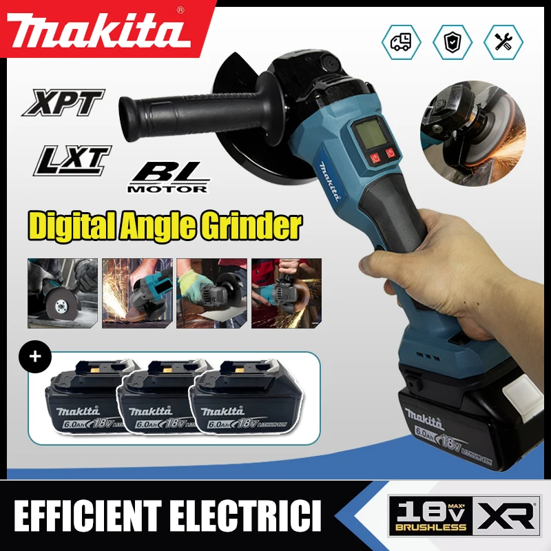Brushless Angle Grinder Battery Powered - Makita Bürstenloser Winkelschleifer mit Digitalanzeige, DIY-Elektrowerkzeug,