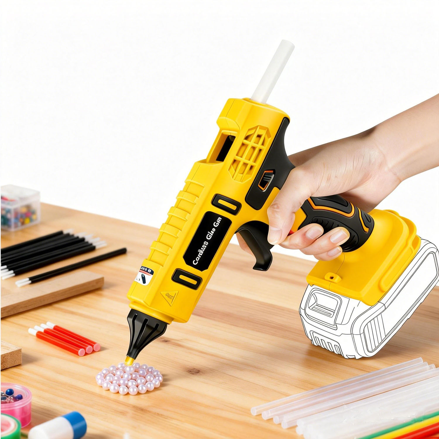 Hot Melt Glue Gun Cordless - 100W Akku-Heißklebepistole für DeWalt 20V Akku