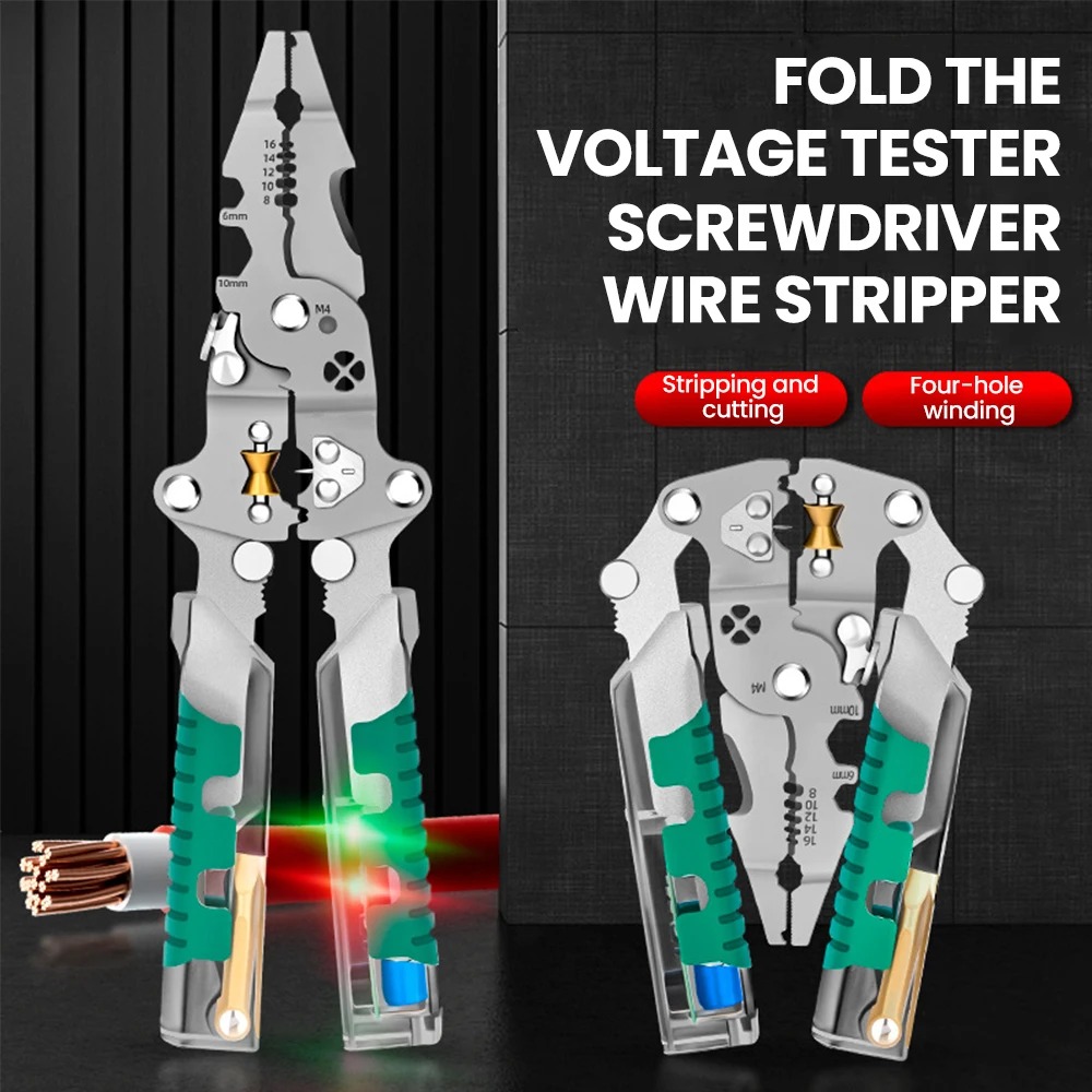 Automatic Wire Stripper Cutter - Droplbe Abisolierzange, Spannungsprüfung, Kabelschneiden, Crimpzange, multifunktionale