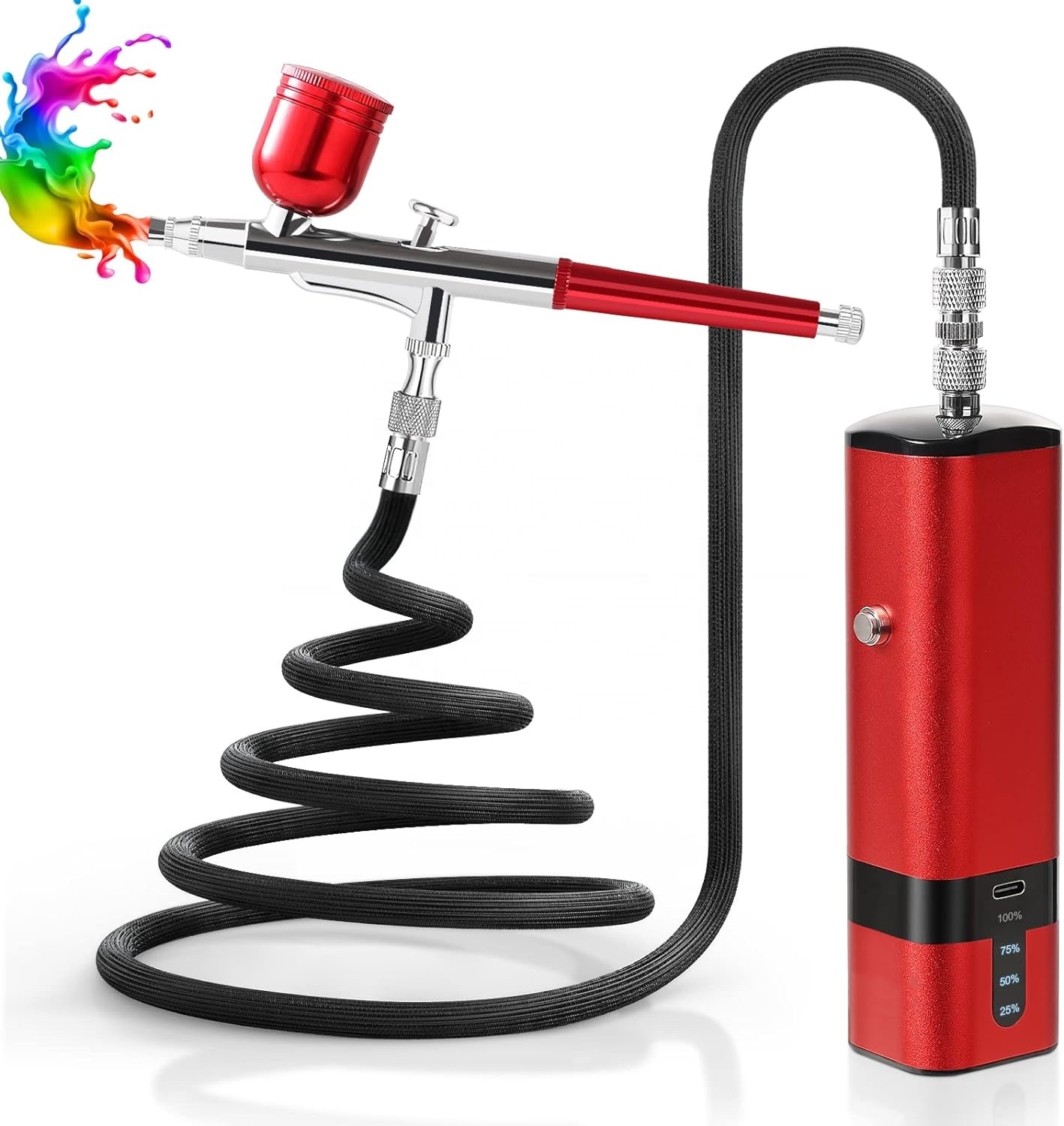 Airbrush Kit With Mini Compressor - Airbrush-Set mit Kompressor, 32PSI Handgehaltene Mini-Luftbürste,