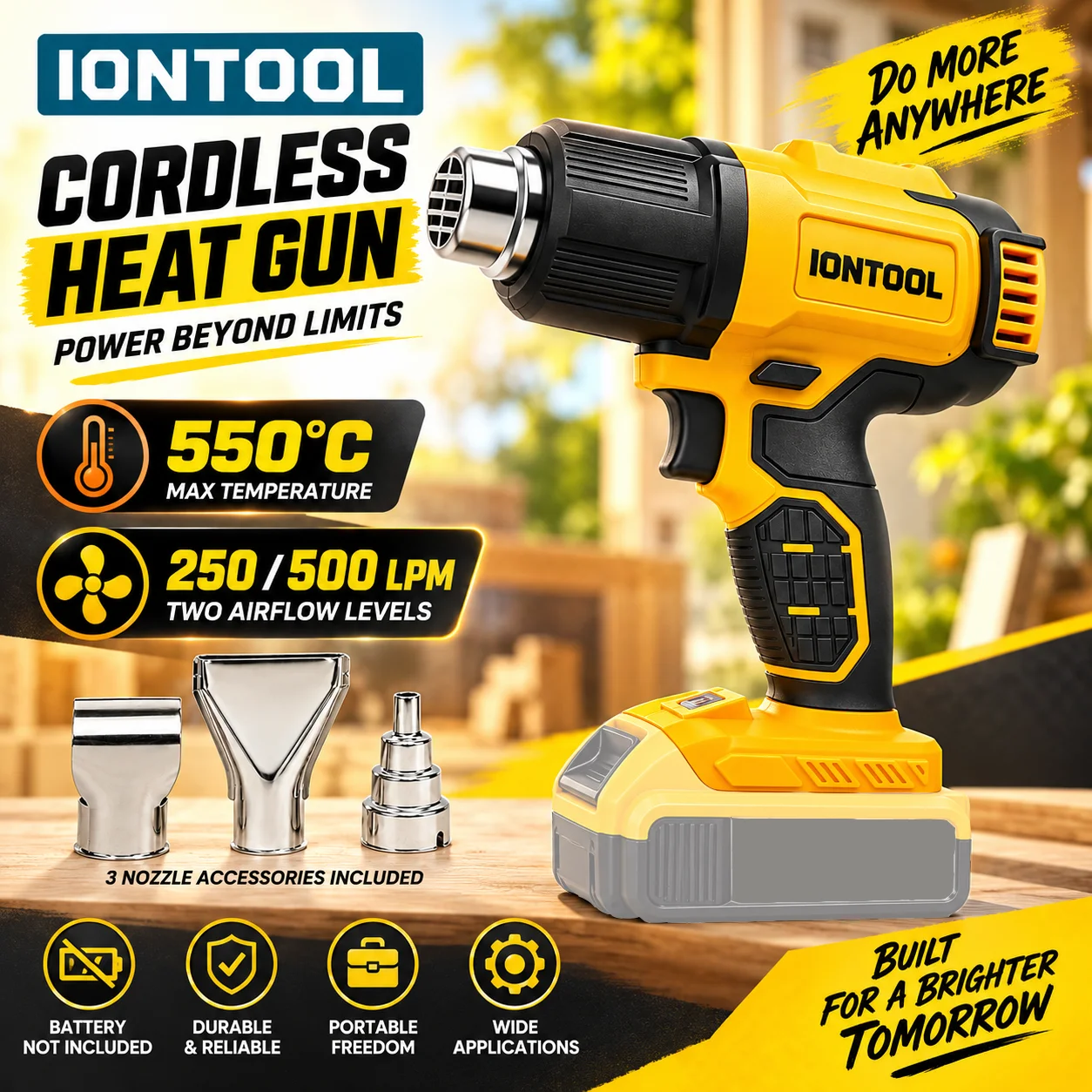 Cordless Heat Gun For Shrink Tubing - IONTOOL Akku-Heißluftpistole 550 ℃ Für die