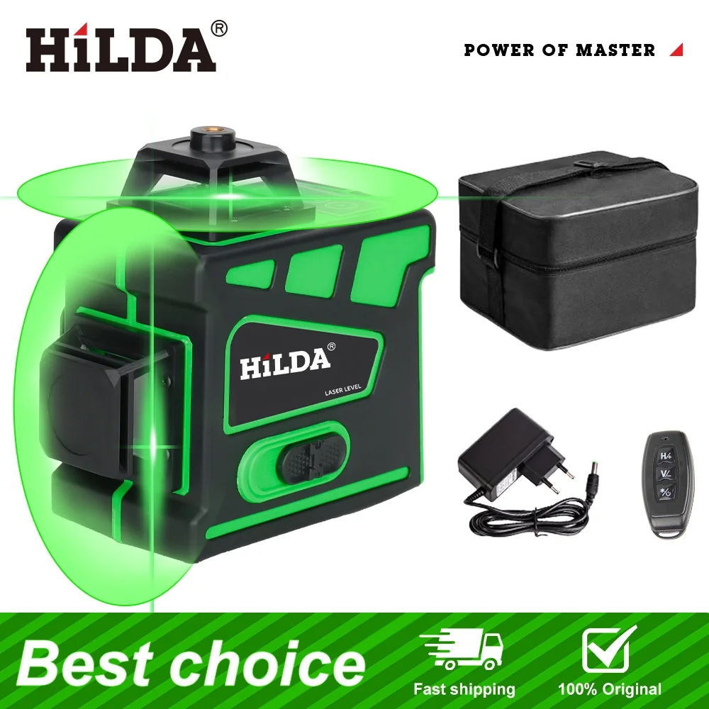 Laser Level 16 Lines 4D Green - HILDA 16/12 Linien Superleistungsstarkes 4D/3D-Laser-Nivelliergerät mit