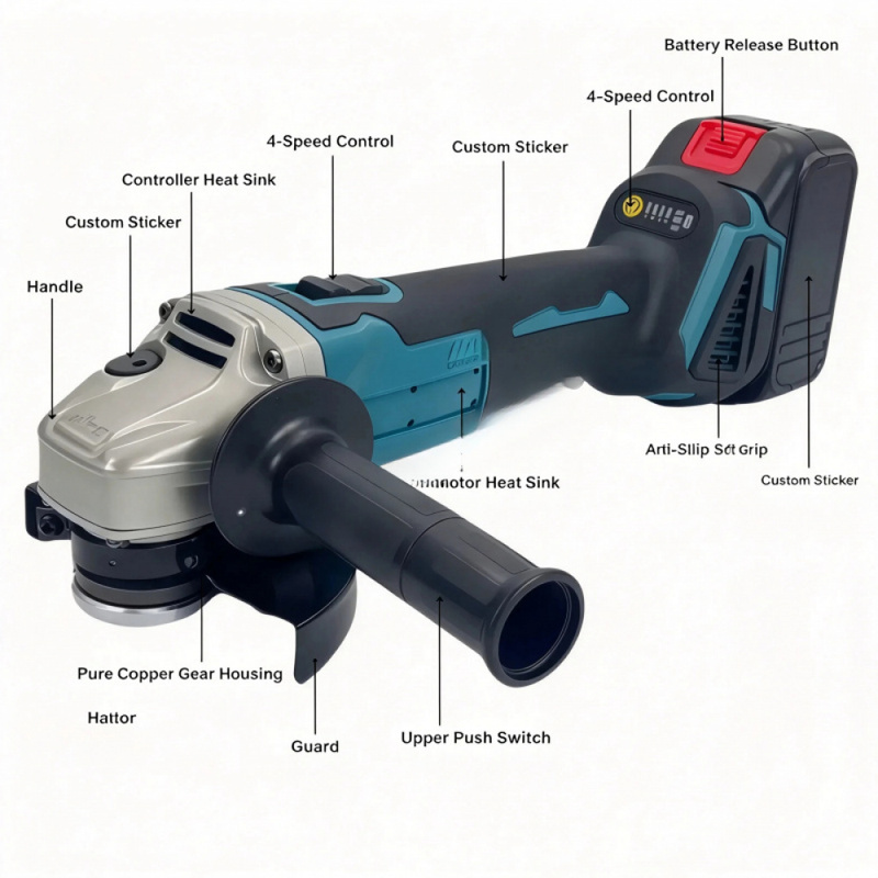 Brushless Angle Grinder Battery Powered - Bürstenloser Winkelschleifer 21V Kabellos Hochleistungs-Industrie-Elektrowerkzeug 2