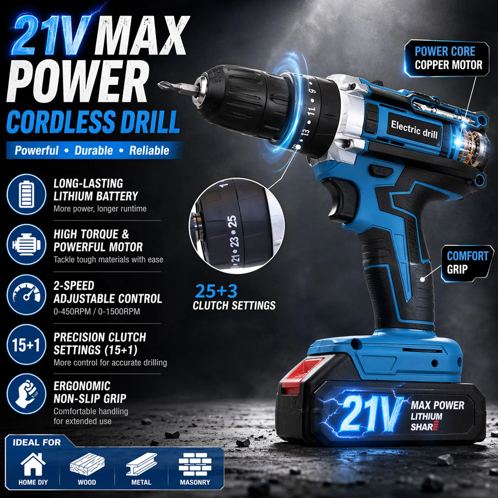 Neuer Elektrischer Schlagbohre – Brushless Cordless Electric Drill 18V Bewertung und Preis
